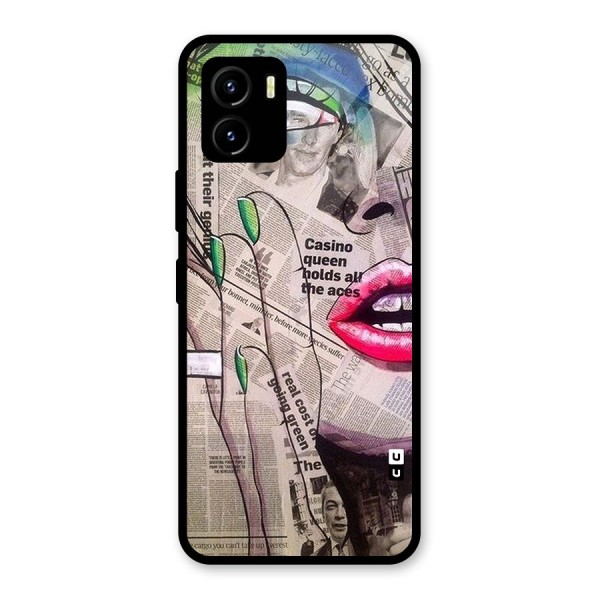 Newspaper Girl Art Glass Back Case for Vivo Y15s