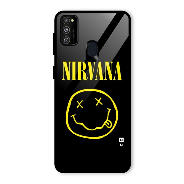 Nirvana Smiley Glass Back Case for Galaxy M21