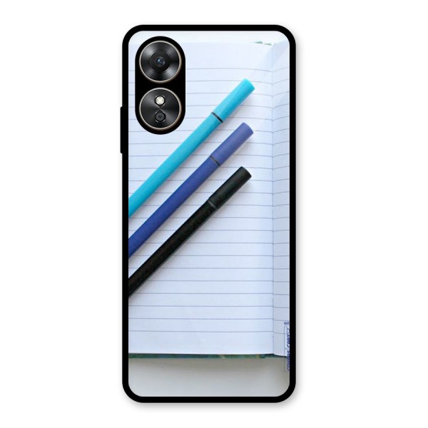 Notebook And Pens Glass Back Case for Oppo A17