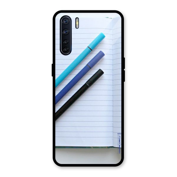 Notebook And Pens Glass Back Case for Oppo F15