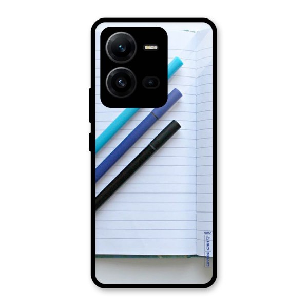 Notebook And Pens Glass Back Case for Vivo V25