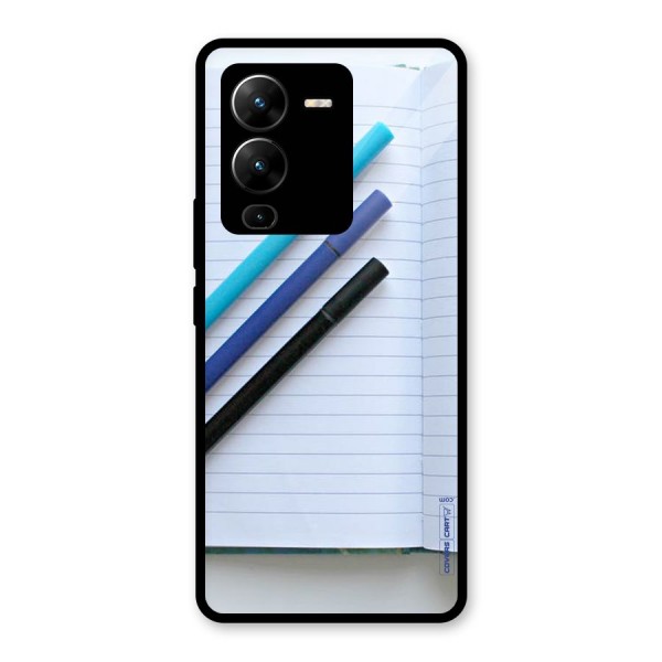 Notebook And Pens Glass Back Case for Vivo V25 Pro