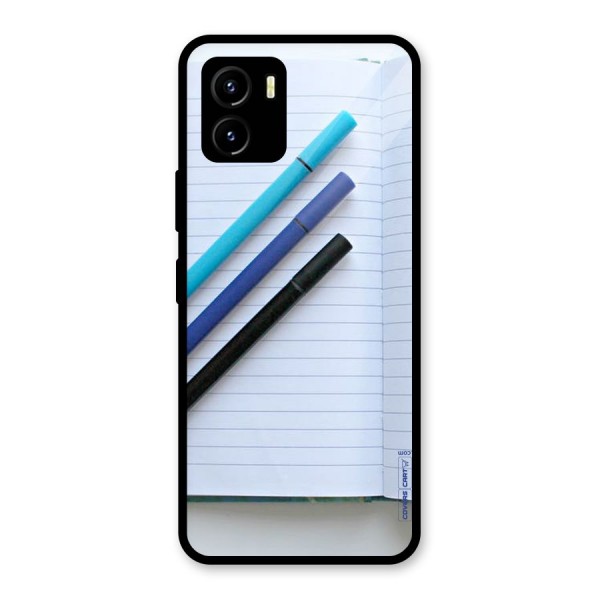 Notebook And Pens Glass Back Case for Vivo Y15s