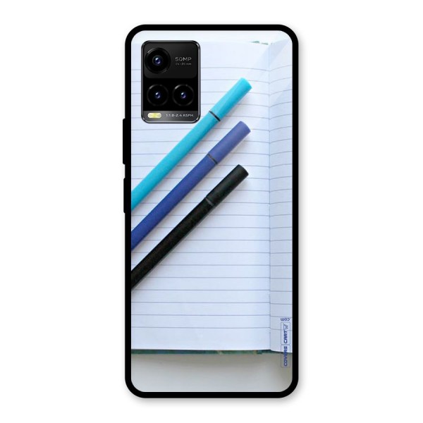 Notebook And Pens Glass Back Case for Vivo Y21G