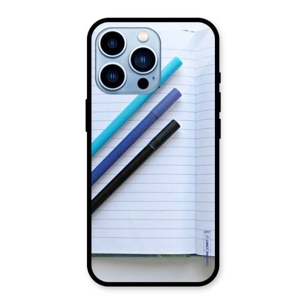 Notebook And Pens Glass Back Case for iPhone 13 Pro