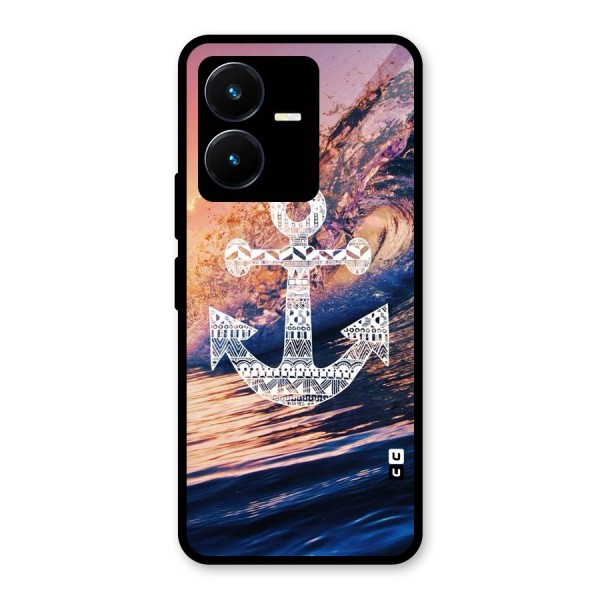 Ocean Anchor Wave Glass Back Case for Vivo Y22