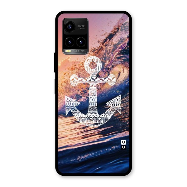 Ocean Anchor Wave Glass Back Case for Vivo Y33s