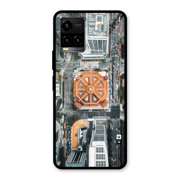 Orange Dome Glass Back Case for Vivo Y21 2021