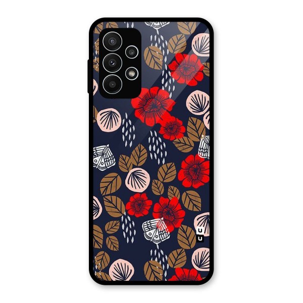 Orange Flora Glass Back Case for Galaxy A23