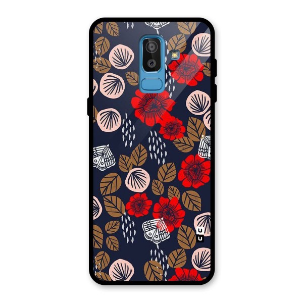 Orange Flora Glass Back Case for Galaxy J8