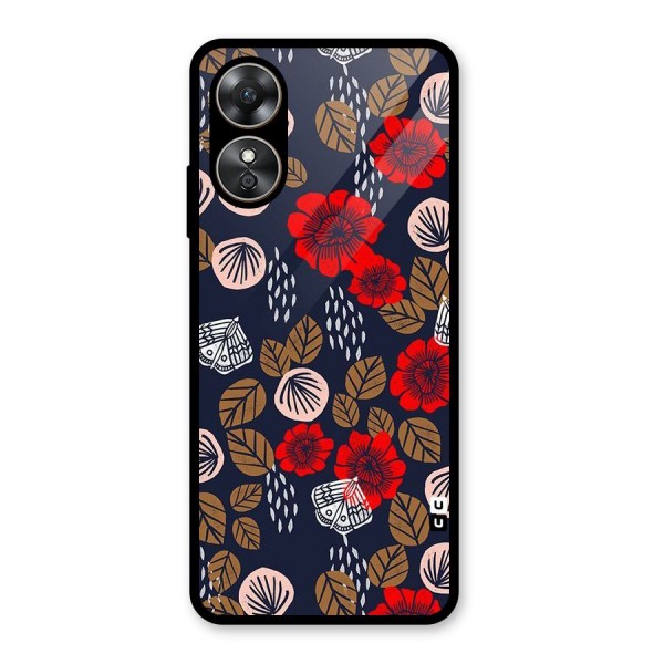 Orange Flora Glass Back Case for Oppo A17