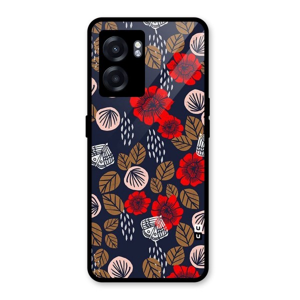 Orange Flora Glass Back Case for Oppo K10 (5G)