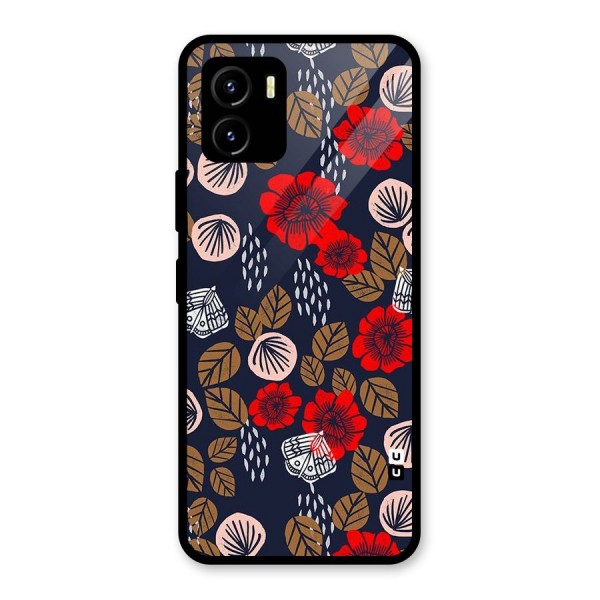 Orange Flora Glass Back Case for Vivo Y15s