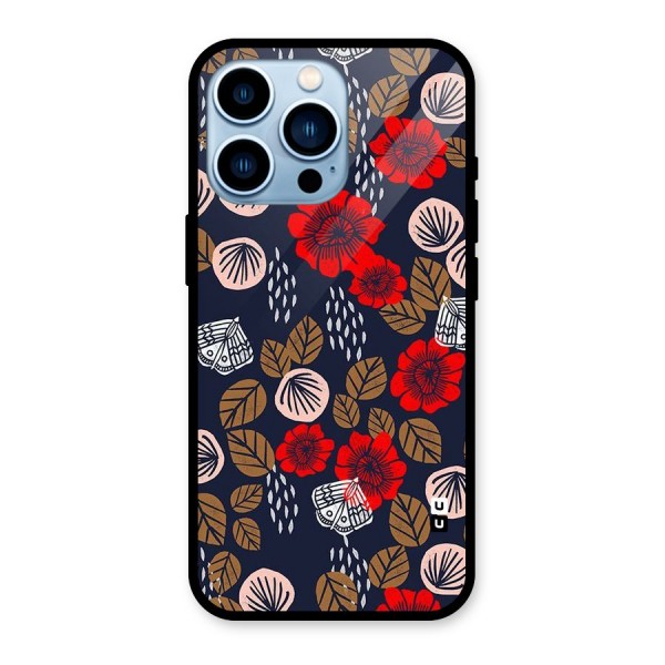 Orange Flora Glass Back Case for iPhone 13 Pro