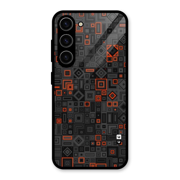 Orange Shapes Abstract Glass Back Case for Galaxy S23