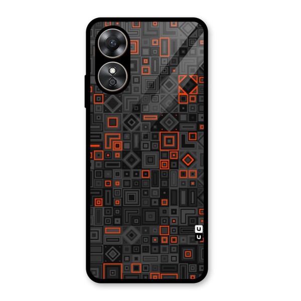 Orange Shapes Abstract Glass Back Case for Oppo A17