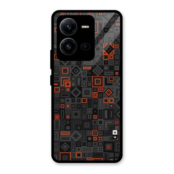 Orange Shapes Abstract Glass Back Case for Vivo V25