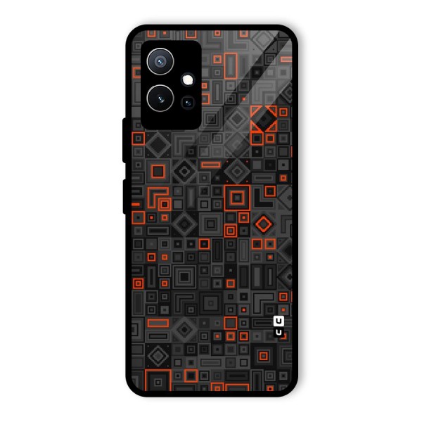 Orange Shapes Abstract Glass Back Case for Vivo Y75 5G