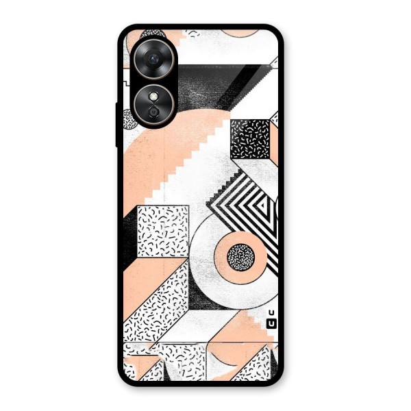 Orange Zig Zag Glass Back Case for Oppo A17