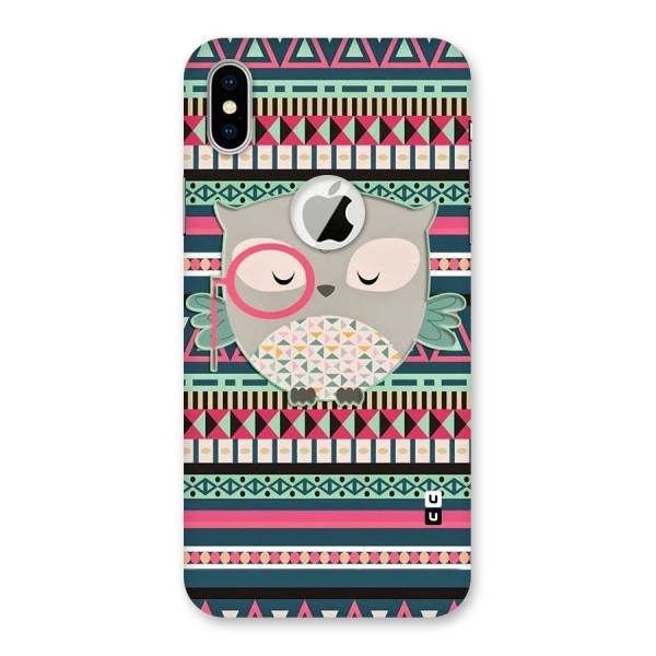 Owl Cute Pattern Back Case for iPhone XS Logo Cut