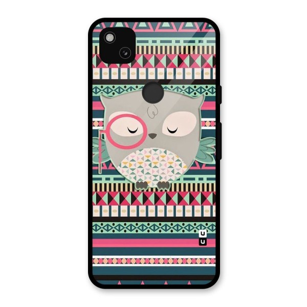 Owl Cute Pattern Glass Back Case for Google Pixel 4a