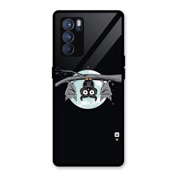 Owl Hanging Glass Back Case for Oppo Reno6 Pro 5G