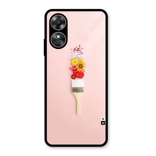 Painted Flowers Glass Back Case for Oppo A17