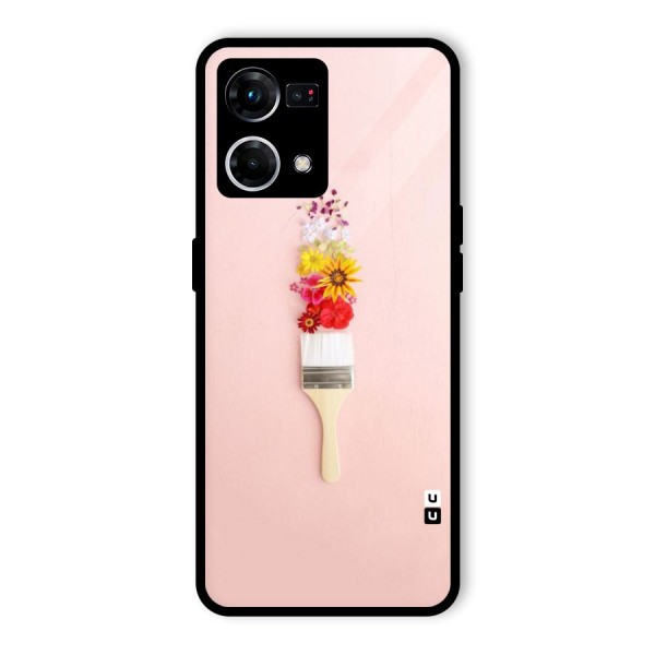 Painted Flowers Glass Back Case for Oppo F21s Pro 4G