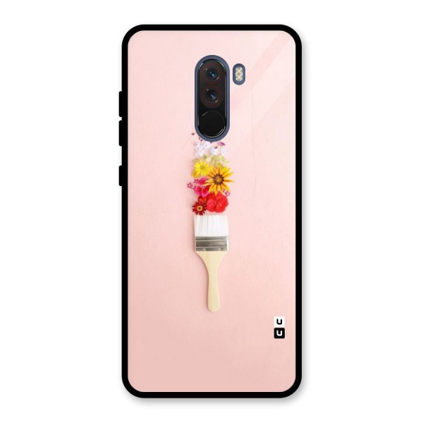 Painted Flowers Glass Back Case for Poco F1