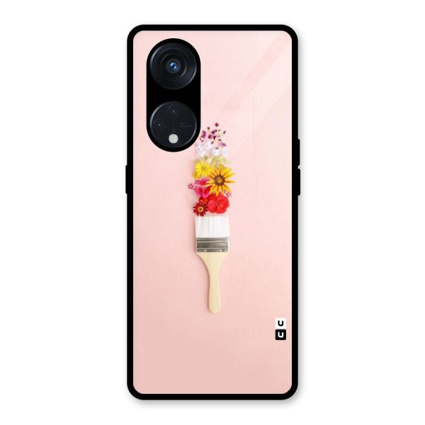 Painted Flowers Glass Back Case for Reno8 T 5G