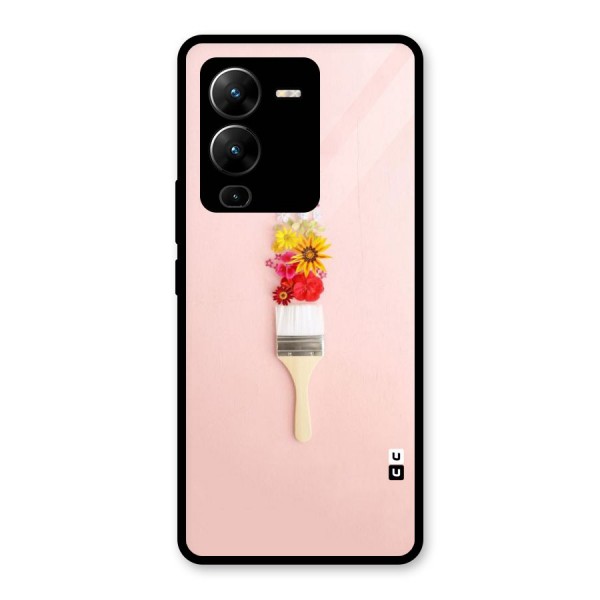 Painted Flowers Glass Back Case for Vivo V25 Pro