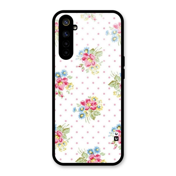 Painted Polka Floral Glass Back Case for Realme 6