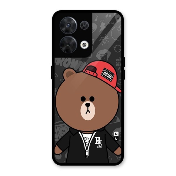 Panda Brown Glass Back Case for Oppo Reno8 5G