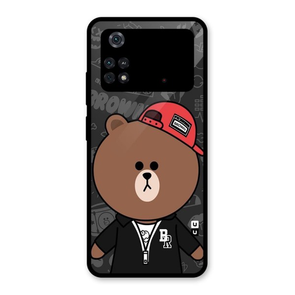 Panda Brown Glass Back Case for Poco M4 Pro 4G