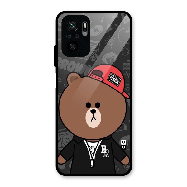 Panda Brown Glass Back Case for Redmi Note 10