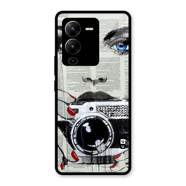 Paper Face Beauty Glass Back Case for Vivo V25 Pro