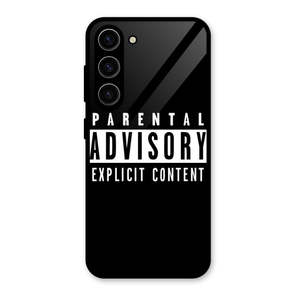 Parental Advisory Label Glass Back Case for Galaxy S23