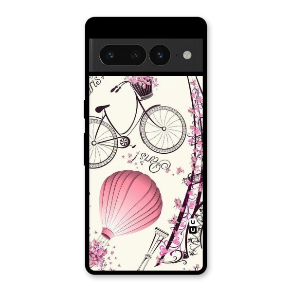 Paris Clipart Glass Back Case for Google Pixel 7 Pro