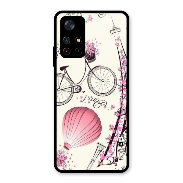 Paris Clipart Glass Back Case for Poco M4 Pro 5G