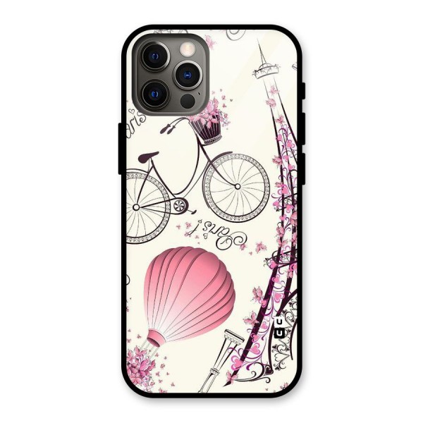 Paris Clipart Glass Back Case for iPhone 12 Pro