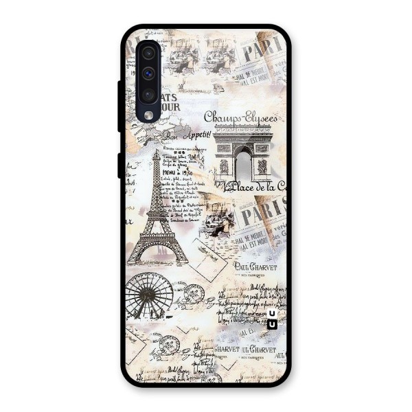 Paris Paper Glass Back Case for Galaxy A50