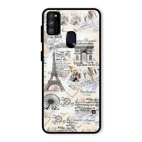 Paris Paper Glass Back Case for Galaxy M21