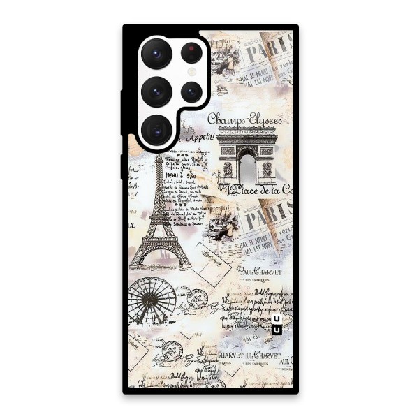 Paris Paper Glass Back Case for Galaxy S22 Ultra 5G