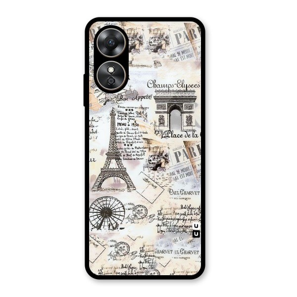 Paris Paper Glass Back Case for Oppo A17