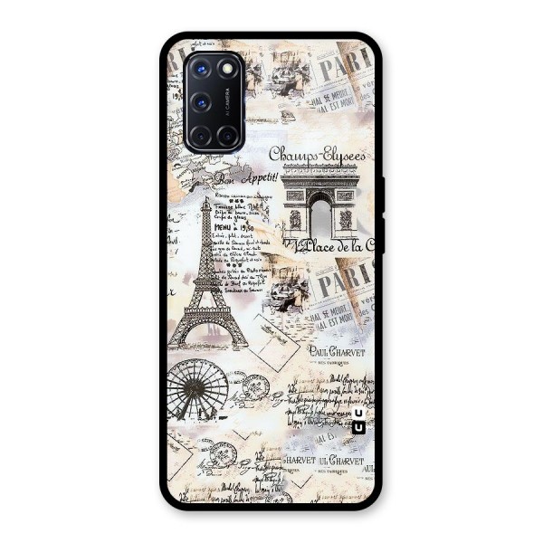 Paris Paper Glass Back Case for Oppo A52