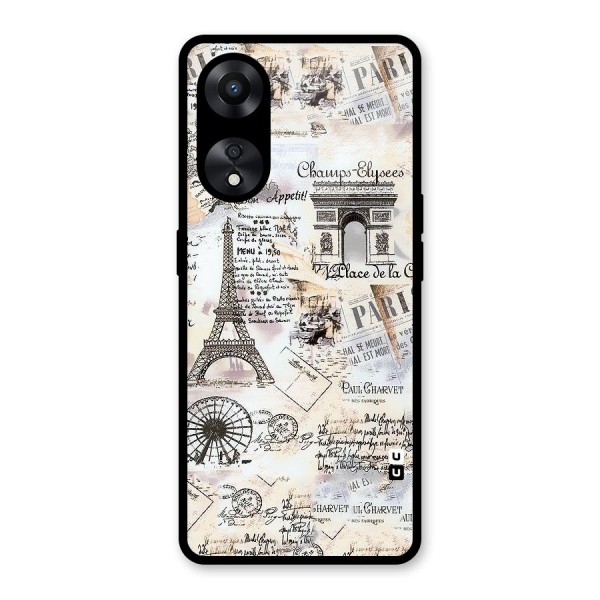 Paris Paper Glass Back Case for Oppo A78