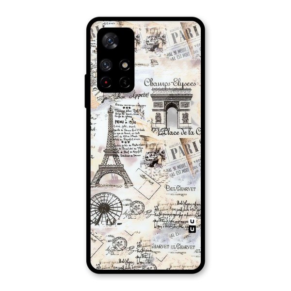 Paris Paper Glass Back Case for Redmi Note 11T 5G