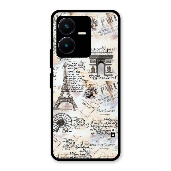 Paris Paper Glass Back Case for Vivo Y22