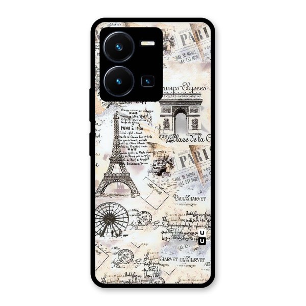 Paris Paper Glass Back Case for Vivo Y35