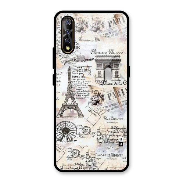 Paris Paper Glass Back Case for Vivo Z1x